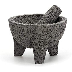 Authentic Mexican Molcajete, 8.5" x 5", Natural Volcanic Stone
