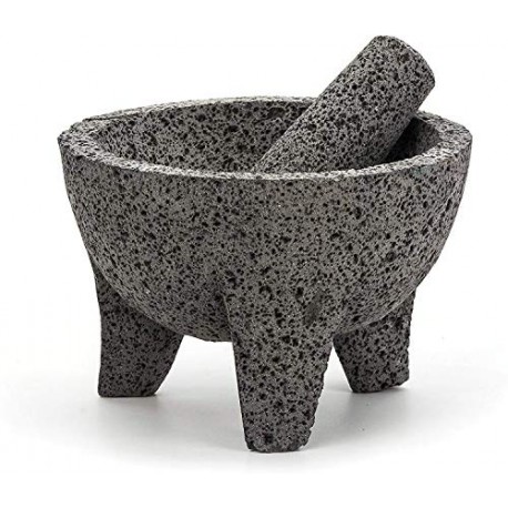 Authentic Mexican Molcajete, 8.5" x 5", Natural Volcanic Stone