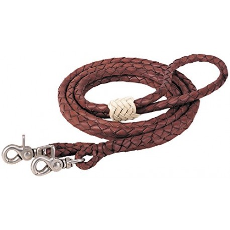 Weaver Leather Round Braided Latigo Roper Rein, Brown, 3/8" x 8'