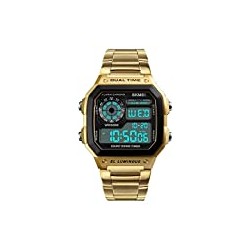 Mens Digital Square Face Sport Watch with Alarm Stopwatch Luminous