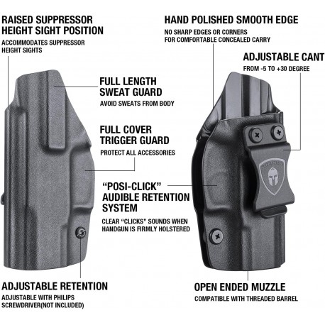 WARRIORLAND IWB Kydex Holster Compatible with Glock 17/19