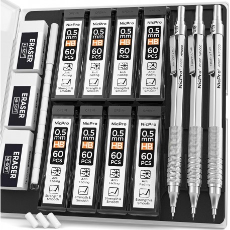 Nicpro 0.5mm Mechanical Pencil Set with Case