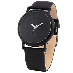 Black Polyurethane Synthetic Leather Band Quartz Wrist Watch