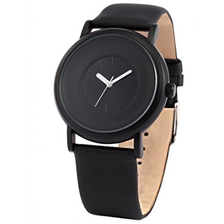 Black Polyurethane Synthetic Leather Band Quartz Wrist Watch