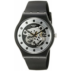 Unisex SUOZ147 Silver Glam Analog Display Quartz Black Watch