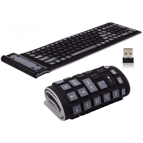 Onlywe 2.4G Wireless Keyboard Waterproof Folding Silicone107-Key Mute Gaming Keyboard