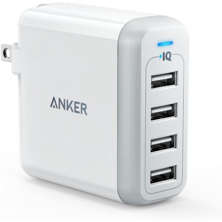 40W 4-Port USB Wall Charger with Foldable Plug