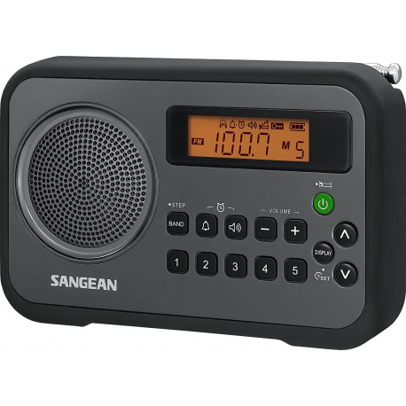 Sangean PR-D18BK AM/FM/Portable Digital Radio with Protective Bumper (Gray/Black)