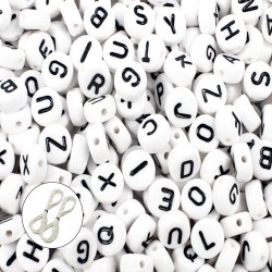 600pcs 4x7mm Acrylic White Round Letter Beads for Bracelets