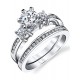Wedding Engagement Ring 2 Piece Set Band
