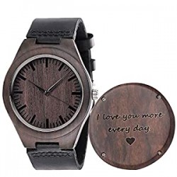 Engraved Wood Watch for Men Boyfriend Husband