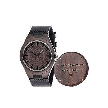 Engraved Wood Watch for Men Boyfriend Husband