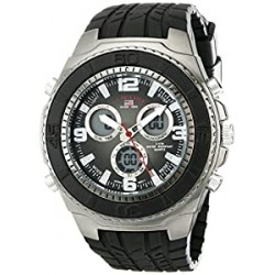 Sport Men's US9024 Black Textured Strap Analog Digital Watch