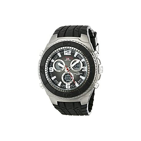 Sport Men's US9024 Black Textured Strap Analog Digital Watch