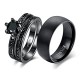Black Gold Plated Cz Men Titanium Wedding Ring Band Set