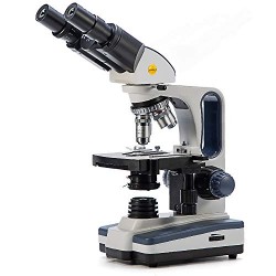 Microscope with Wide-Field 10X and 25X Eyepieces, Mechanical Stage, Abbe Condenser