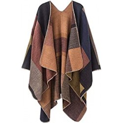 Women's Plaid Sweater Poncho