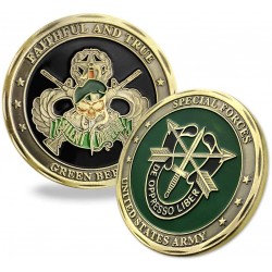 Indeep United States Army Special Forces Challenge Coin Faithful and True Green Beret Coin