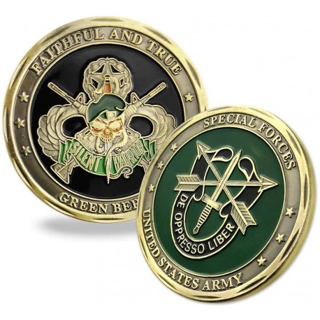 Indeep United States Army Special Forces Challenge Coin Faithful and True Green Beret Coin