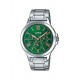 MTP-V300D-3A Men's Standard Stainless Steel Multifunction Green Dial Watch