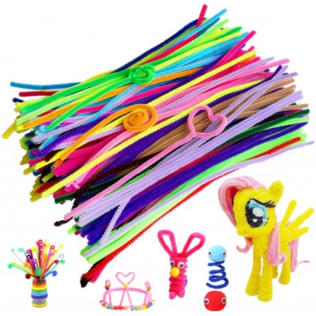 Acerich 300 Pcs Pipe Cleaners Assorted Colors Chenille Stems for Valentine Day DIY Art Craft Decorations (6 mm x 12 inch)