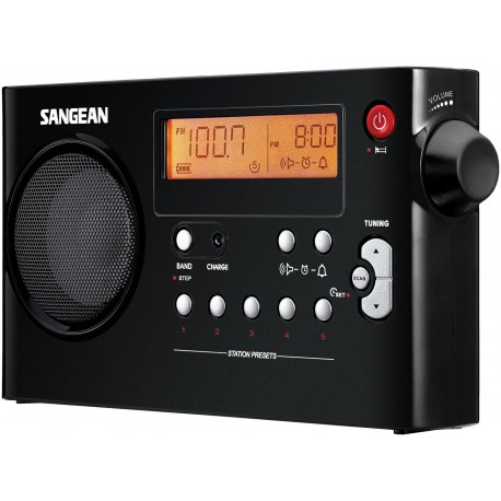 Sangean BK AM/FM Digital Rechargeable Portable Radio - Black