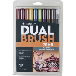 Dual Brush Pen Art Markers, Muted, 10-Pack