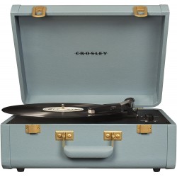 Vintage 3-Speed Bluetooth Suitcase Turntable with Built-in Speakers, Tourmaline