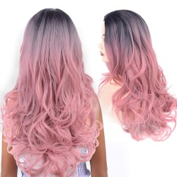 Hair Wigs Dark Roots 2 Tones No Bangs for Women Girl Festival