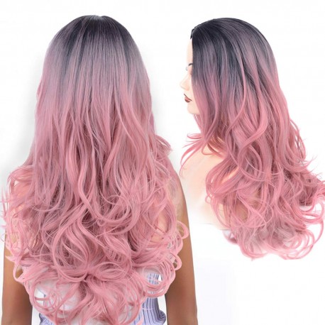 Hair Wigs Dark Roots 2 Tones No Bangs for Women Girl Festival