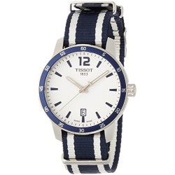 Men's Quickster Stainless Steel Quartz Watch with Nylon Strap, White, 18 (Model: T0954101703701)