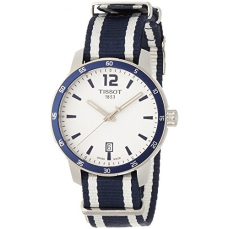 Men's Quickster Stainless Steel Quartz Watch with Nylon Strap, White, 18 (Model: T0954101703701)