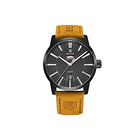 Men Quartz Waterproof Watches Business Gentleman Brown