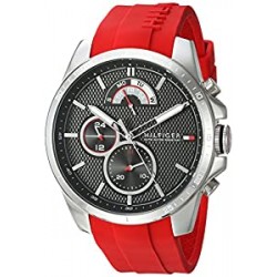 Men's Cool Sport Stainless Steel Quartz Watch with Silicone Strap