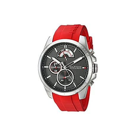 Men's Cool Sport Stainless Steel Quartz Watch with Silicone Strap