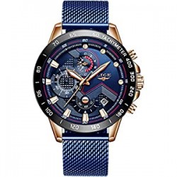 Men's Fashion Waterproof Analog Quartz Stainless Steel Wrist Watches