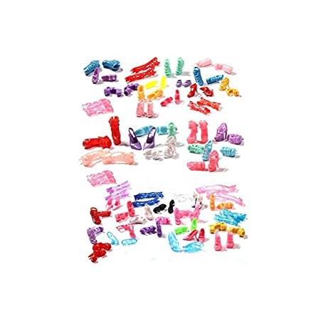 60 Pairs Doll Shoes High Heeled Shoes Boots Accessories
