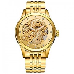 Mens Luxury Automatic Mechanical Dragon Skeleton Wrist Watches