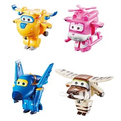 Super Wings US710620 Transform-A-Bots Donnie, Dizzy, Jerome, Bello, Toy Figures, 2" Scale