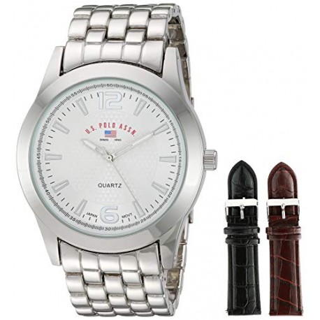 U.S. Polo Assn. Classic Men's US2040 Silver-Tone Watch with Two Interchangeable Straps