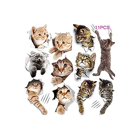 11PCS New 3D Removable Cartoon Animal Cats
