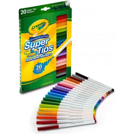 Crayola Super Tips Markers, Washable Markers, 20 Count