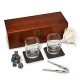 Whiskey Stones - Bourbon Glass Bar Set, 8 Whiskey Rocks and 2 Stone Coasters