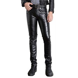 Men's Faux PU Leather Skinny Slim Fit