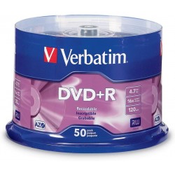 Verbatim DVD+R 4.7GB 16X AZO Recordable Media Disc - 50 Disc
