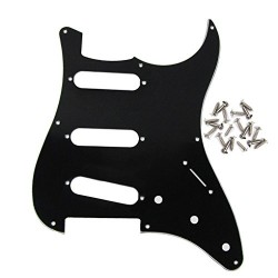 8 Hole Strat Pickguard 3Ply Black Electric Guitar Pickguard with Screw for Vintage Style