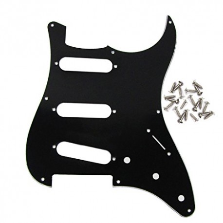 8 Hole Strat Pickguard 3Ply Black Electric Guitar Pickguard with Screw for Vintage Style