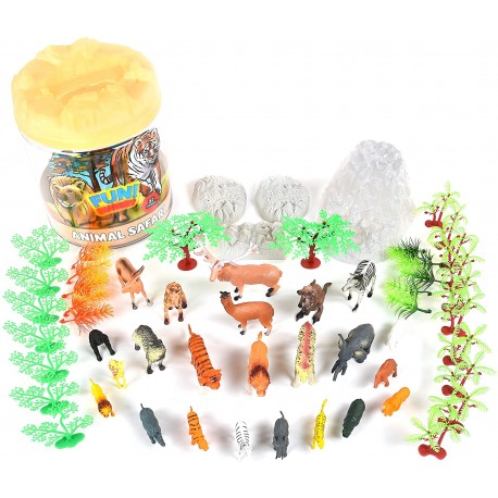 57 Piece Toy Play Set for Kids | Plastic Figures Playset with Storage Container