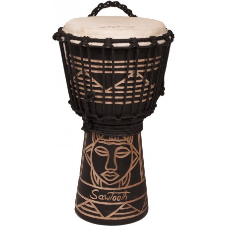 8" Hand Carved Spirit Design Rope Djembe
