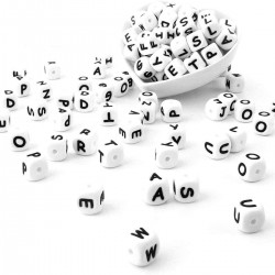 104PCS Square Silicone Beads English Alphabet